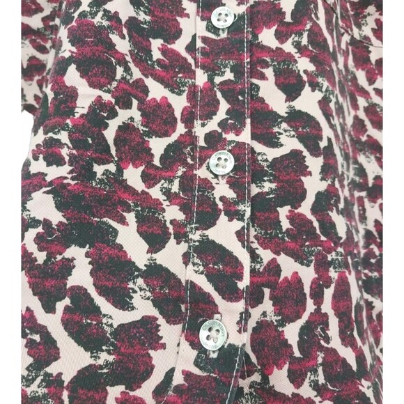 Calvin Klein Jeans Women’s Shirt long Sleeve Button Up Red Animal Print Sz L New - Picture 6 of 13